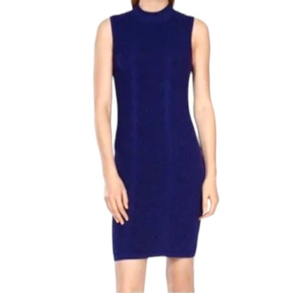 Karen Millen Blue Knit Bodycon Cable Knit Design Dress XS - Picture 1 of 11